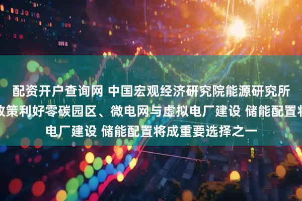 配资开户查询网 中国宏观经济研究院能源研究所陶冶：绿电直连政策利好零碳园区、微电网与虚拟电厂建设 储能配置将成重要选择之一